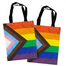 LGBTQ+ Pride Progress Flag Cotton Tote Bag
