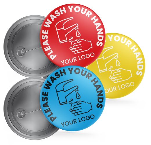 Hand Wash Button Badges