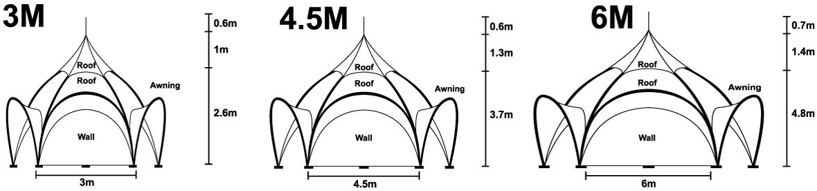 Arch tent sizes available
